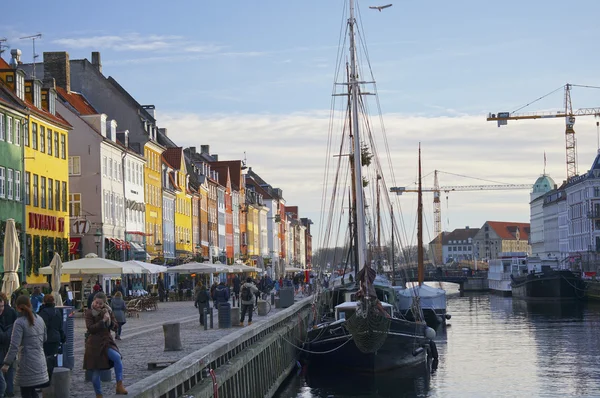 The historical ships in Nyhavn (New Harbour), Copenhagen, Denmark. January 05, 2013 — Stock Photo, Image