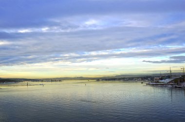 Oslo ve Oslo Fiyordu görünümünü. Norveç