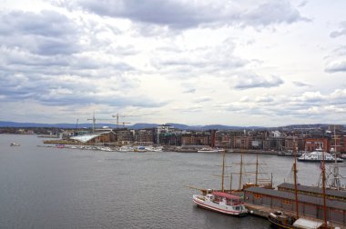 Oslo ve Oslo Fiyordu görünümünü. Norveç