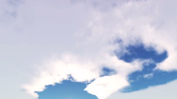 Yumuşak beyaz bulutlar dönüştüren ve mavi gökyüzü - Uhd, 3d işleme arasında taşıma — Stok video