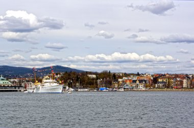 Denizden görünümüne bir cruise gemi, Oslo ve Oslo Fiyordu