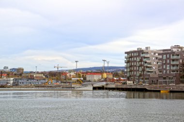 Denizden Oslo ve Oslo Fiyordu için görüntüleyin. Norveç, 08 Mayıs 2013