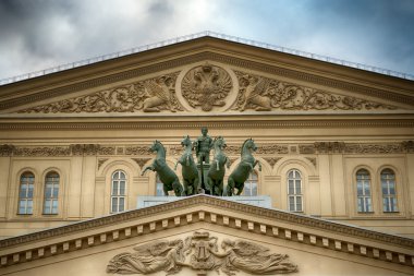 Moskova'da Bolşoy Tiyatrosu (Grand Theatre) cephe. 09 Eylül 2016. Moskova. Rusya