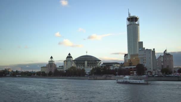 Moscow International House of Music at sunset. Time-lapse. UHD - 4K. September 13, 2016. Moscow. Russia — Stock Video