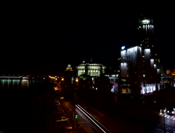 Moscow International House of Music. Time-lapse. Full aperture film 4K — Stock Video