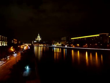 Moskova Kotelnicheskaya Dolgu Binası. Lapse. Tam diyafram filmi 4k