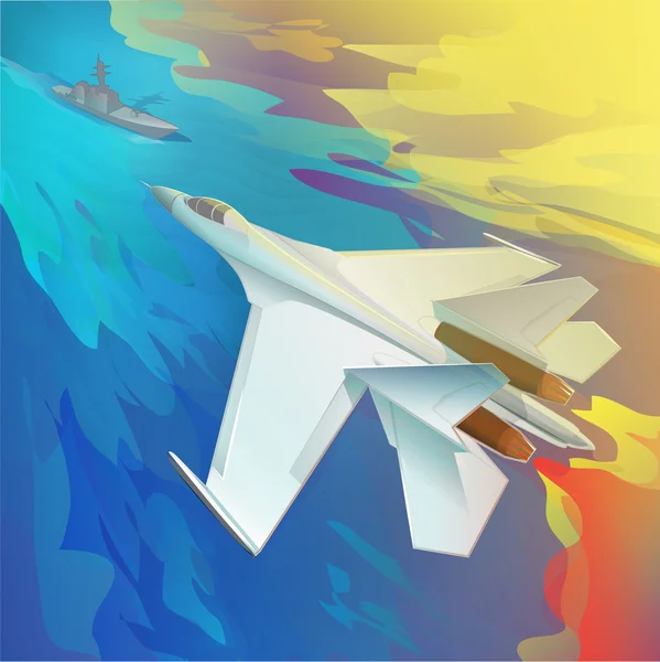 Létající útočící bojovník — Stockový vektor