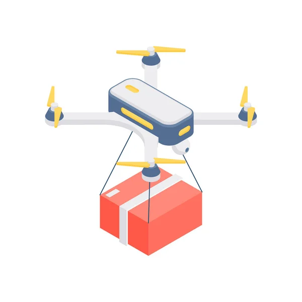 Modern szállítási drón csomag fehér háttér — Stock Vector