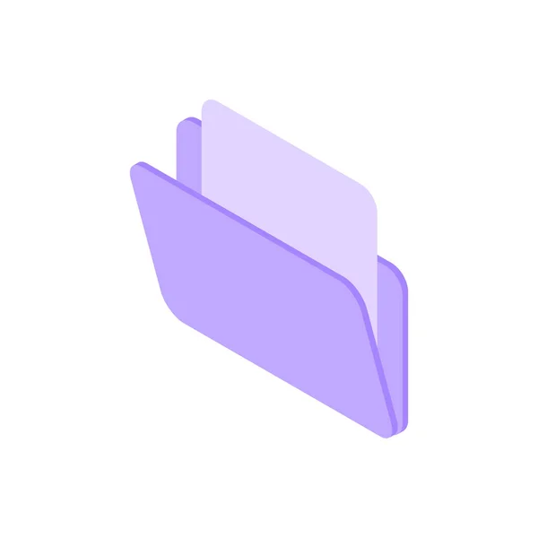 Mapp med dokument isometrisk ikon. Papper i lila portfölj. — Stock vektor