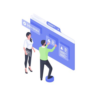 Çevrimiçi kullanıcı hesabı eşölçümlemesi oluşturan geliştiriciler. Erkek ve kadın karakteri ağ birleştirici müşterileri yeniden bağlıyor.