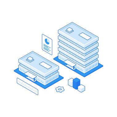 Modern binalar ve iş haritalarıyla Web pankartı