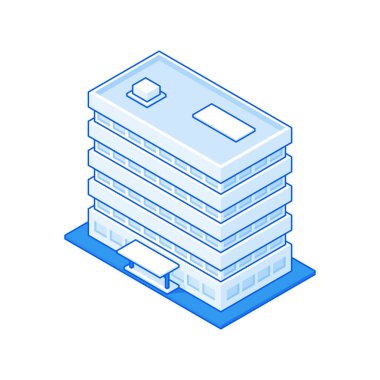 Modern şehir binasının çizgi film vektör tasarımı