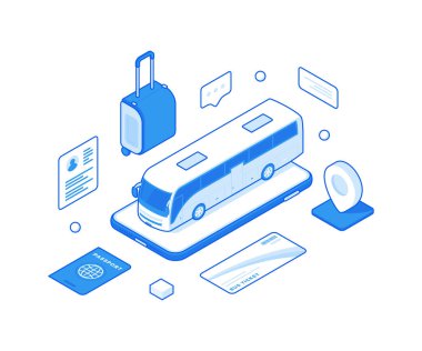 Çevrimiçi seyahat servisi için çizgi film vektör tasarımı