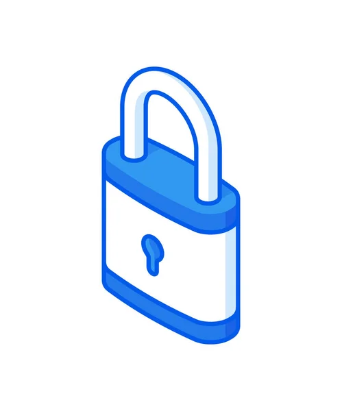 Padlock isometric icon. Safety and protection security home and industrial facility. — Stock Vector