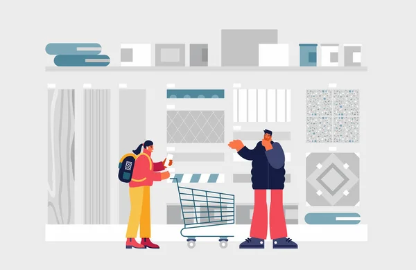 Moderna par shopping i järnhandel tillsammans — Stock vektor