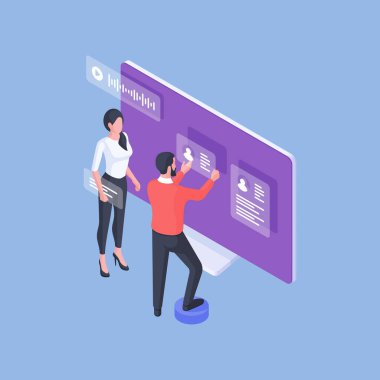 Modern workers creating website with personal profiles