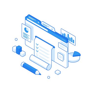 Ofis uygulaması ve yazdırılmış elektronik belgeye sahip web pankartı