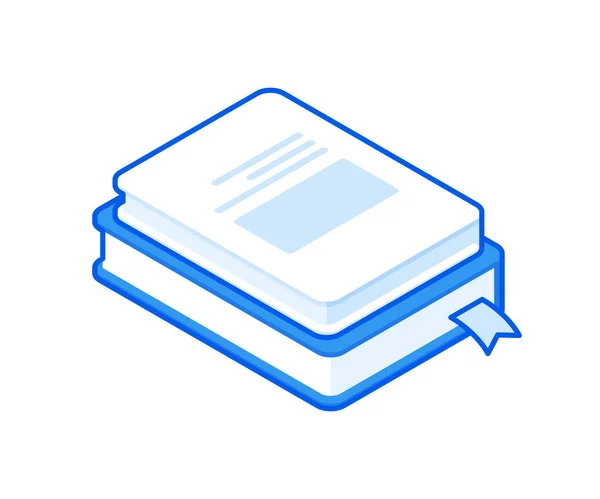 Isométrico azul y blanco pila de libros — Vector de stock