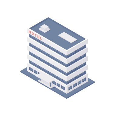 Modern otel binasının çizgi film vektör tasarımı