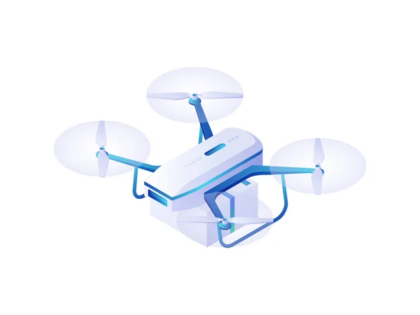 Drón, quadrocopter, Uav Vector Illusztráció. Repülő drón kamerával — Stock Vector