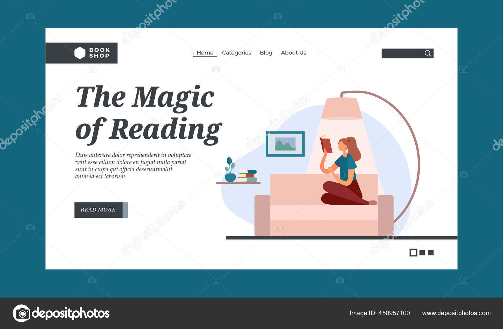 Keajaiban Membaca Klub Pecinta Buku Iklan Toko Buku Templat Halaman Stok Vektor Vectorstudi 450957100