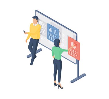 Sosyal medya profili olan bir kadın ve bir erkek.