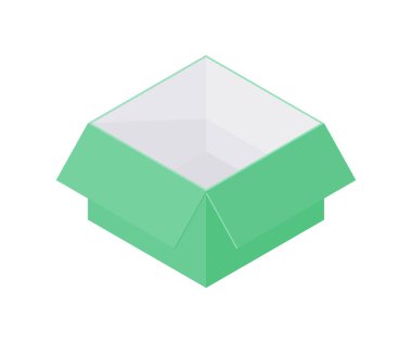 Açık yeşil kutunun Isometric vektör çizimi