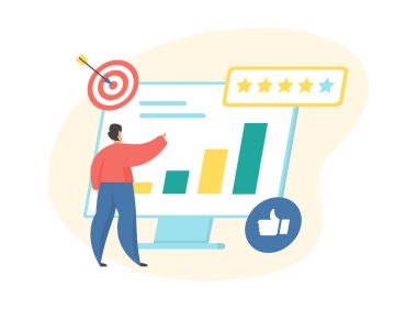 İtibar yönetimi konsepti. Dijital merketing hizmeti. Vektör illüstrasyonu