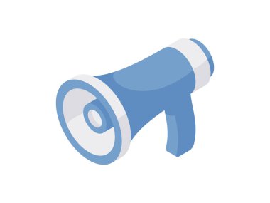 Mavi hoparlör simgesinin Isometric vektör illüstrasyonu