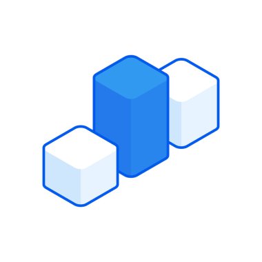 Infographic sütunlar izometrik illüstrasyon. Diyagramsal renkli beyaz ve mavi sütunlar