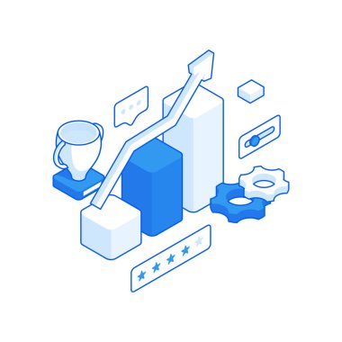 İş notu artışının Isometric vektör illüstrasyonu