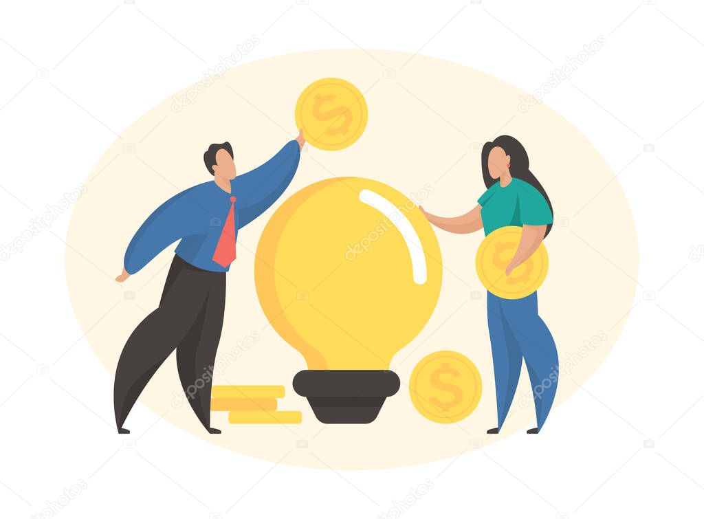 Crowdfunding business concept vector flat style illustration