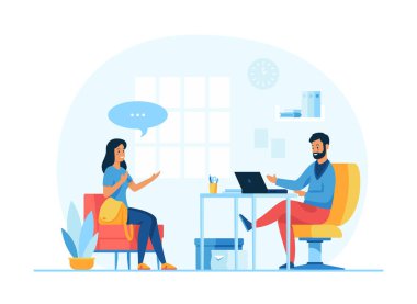 İstihdam kavramı vektör illüstrasyonu. İş görüşmesi, müzakere, toplantı.