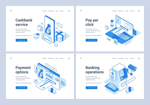 Werbebanner für verschiedene komfortable Finanzgeschäfte — Stockvektor