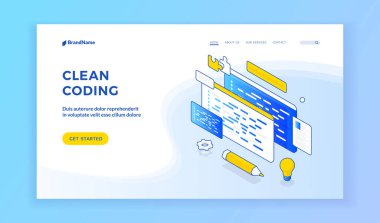 Temiz kodlama bilgisi sunan web sitesi vektörü