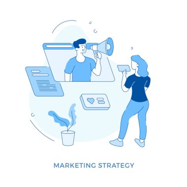 Doğrusal düz pazarlama stratejisi konsept vektör çizimi