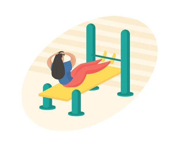 Outdoor fitness equipment flat illustration. Gym bench