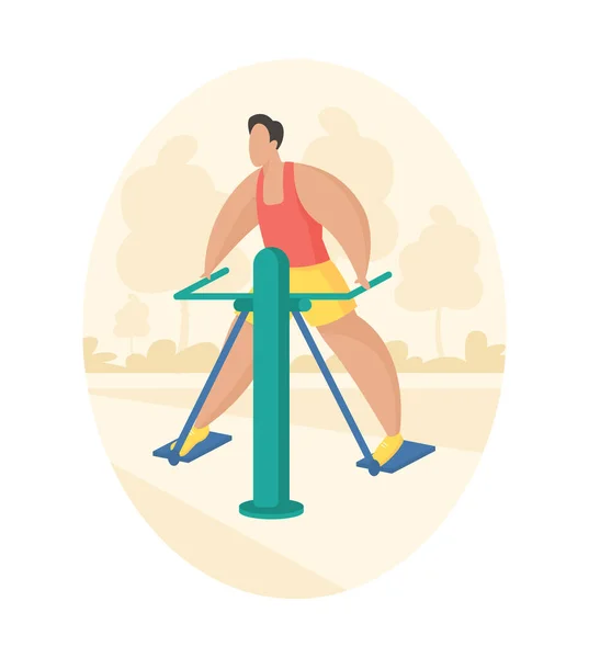 Outdoor fitnesstoestellen platte illustratie. Luchtskiër — Stockvector