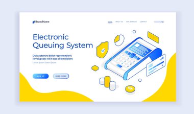 Elektronik kuyruk sistemi servisi web sitesi için grafik afişi