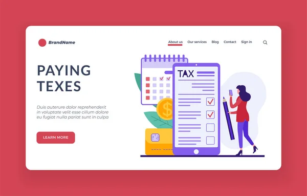 Online belasting betalen. Maandelijkse en driemaandelijkse betaling voor belasting- en nutsaangiften — Stockvector