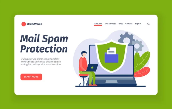 Ochrana před spamem webové pošty. Blokování nežádoucí reklamní pošty — Stockový vektor