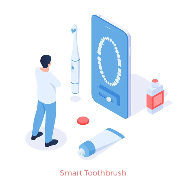 Cepillo de dientes higiénico inteligente. Cepillo digital con masaje de encías Ilustraciones de stock libres de derechos