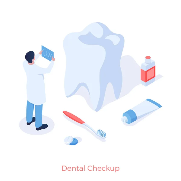 Tratamiento de chequeo dental. Dentista examina dientes Vector De Stock