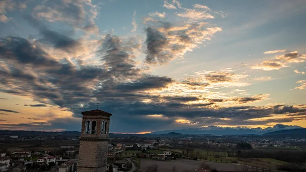 Sun Goes Clouds Countryside Udine Friuli Venezia Giulia Italy — Stock Photo, Image