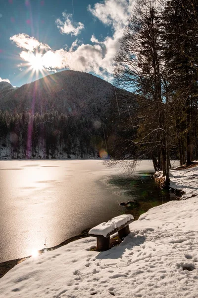 Solnedgång Framför Berget Mangart Italienska Alperna — Stockfoto