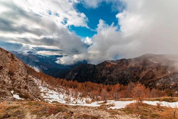 Oktober Vandring Bergen Forni Sopra Friuli Venezia Giulia — Stockfoto