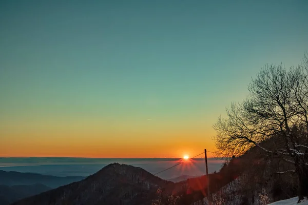 Sunset Hills Slovenia Italy Freezing Winter Day — Stock Photo, Image