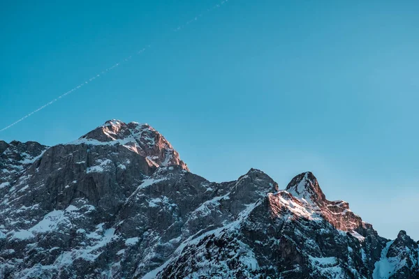 Sunset Front Mount Mangart Italian Alps — Stock Photo, Image