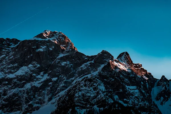 Sunset Front Mount Mangart Italian Alps — Stock Photo, Image