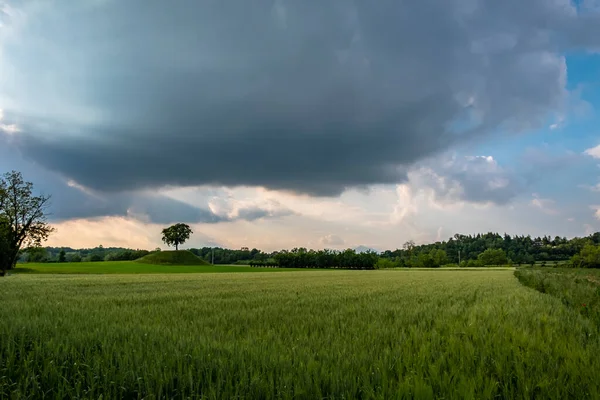 Fields Friuli Venezia Giulia Stormy Spring Day — Stock Photo, Image